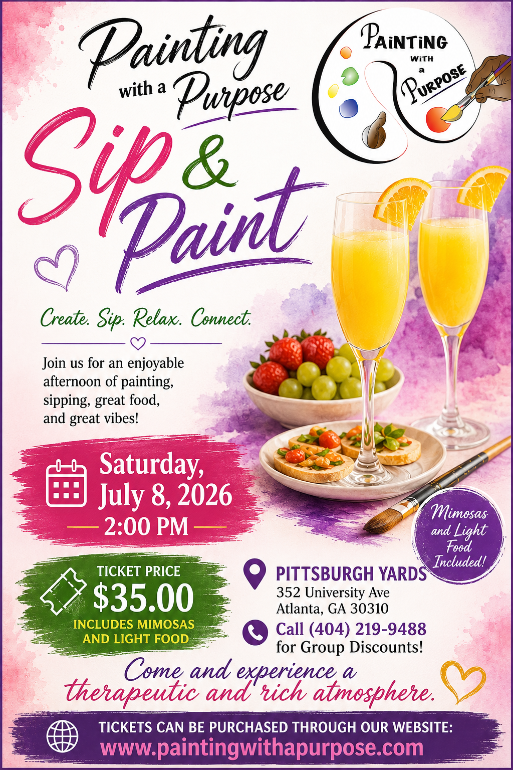 Painting with a Purpose Sip and Paint event flyer