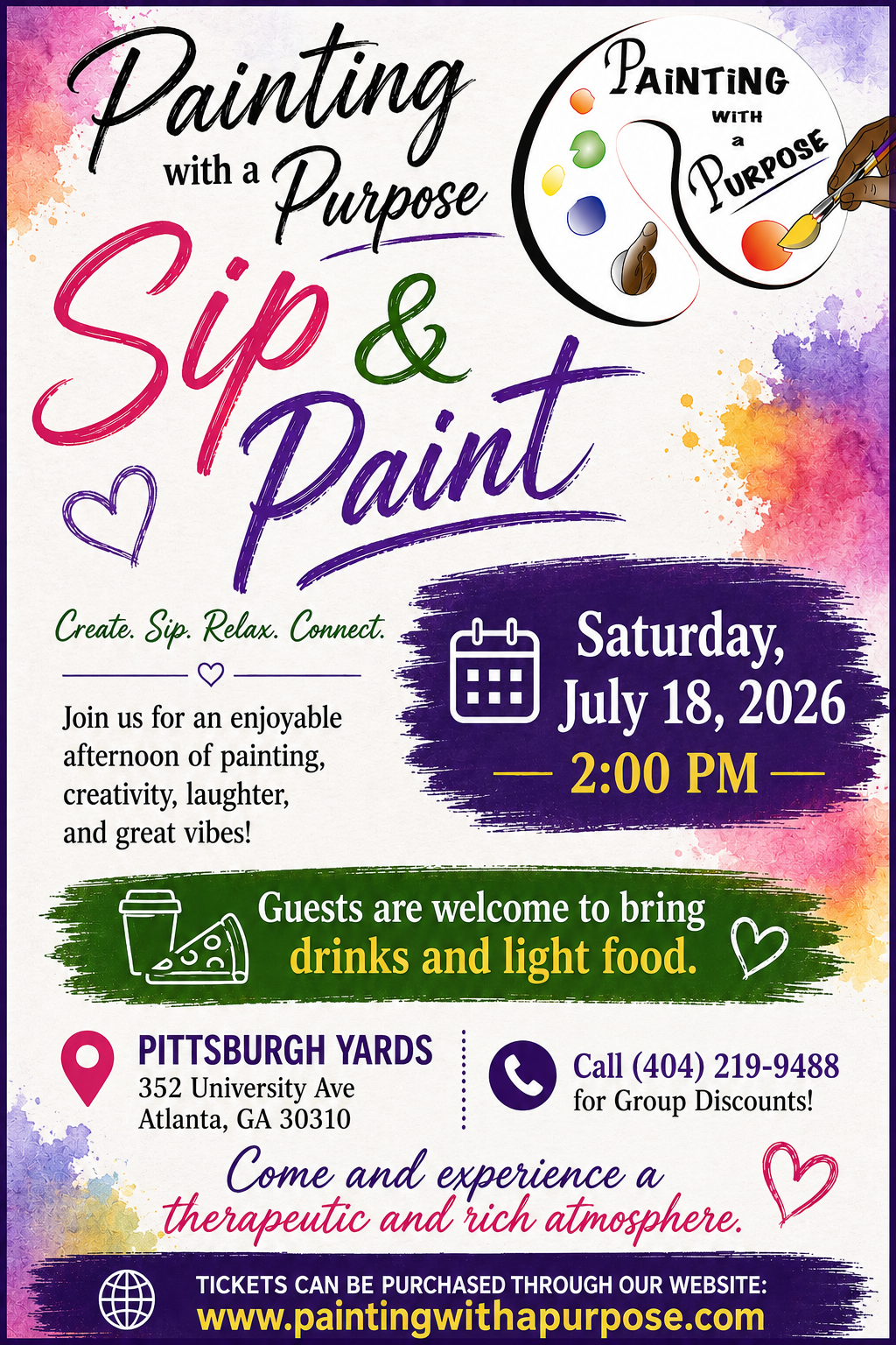Painting with a Purpose Sip and Paint event flyer