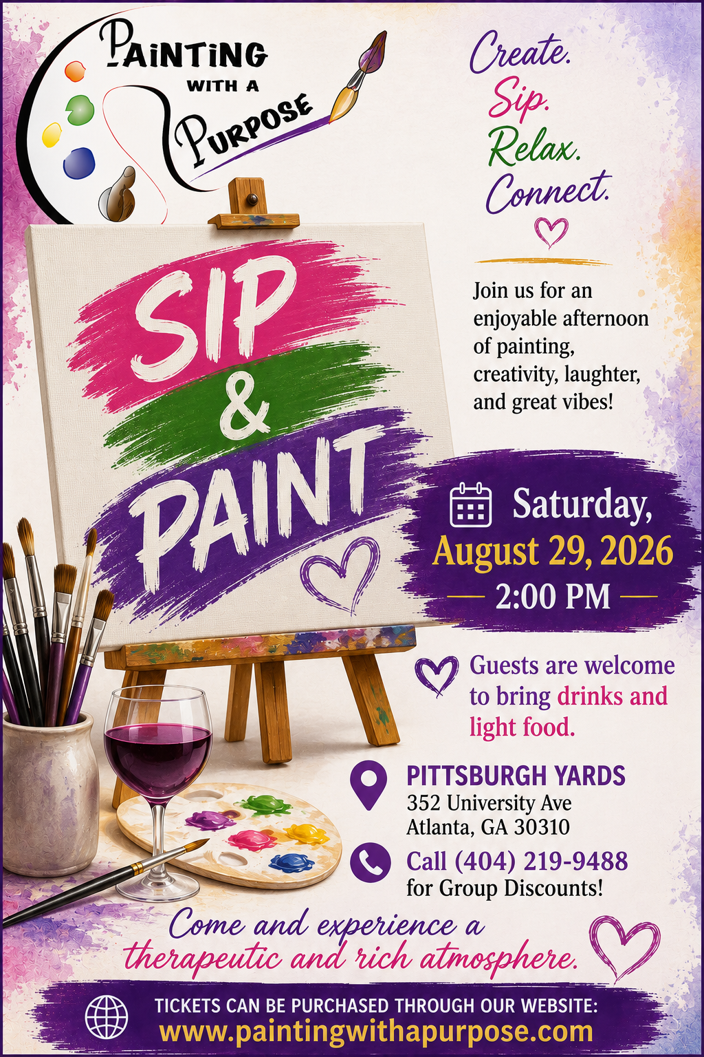 Painting with a Purpose Sip and Paint event flyer